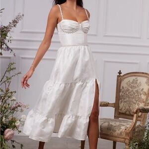 V. Chapman White Tiered Slit Sundress for Brides